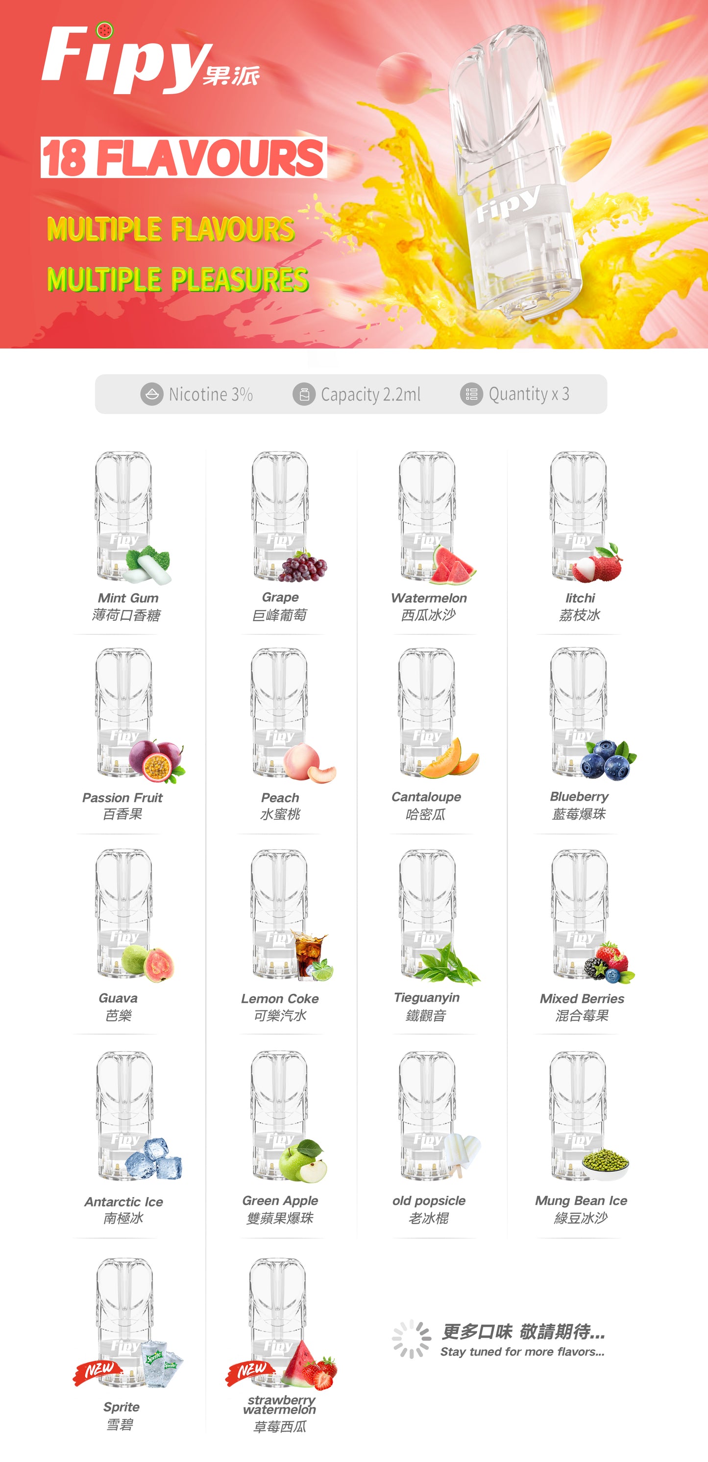FIPY果派煙彈  一代霧化彈   透明倉設計