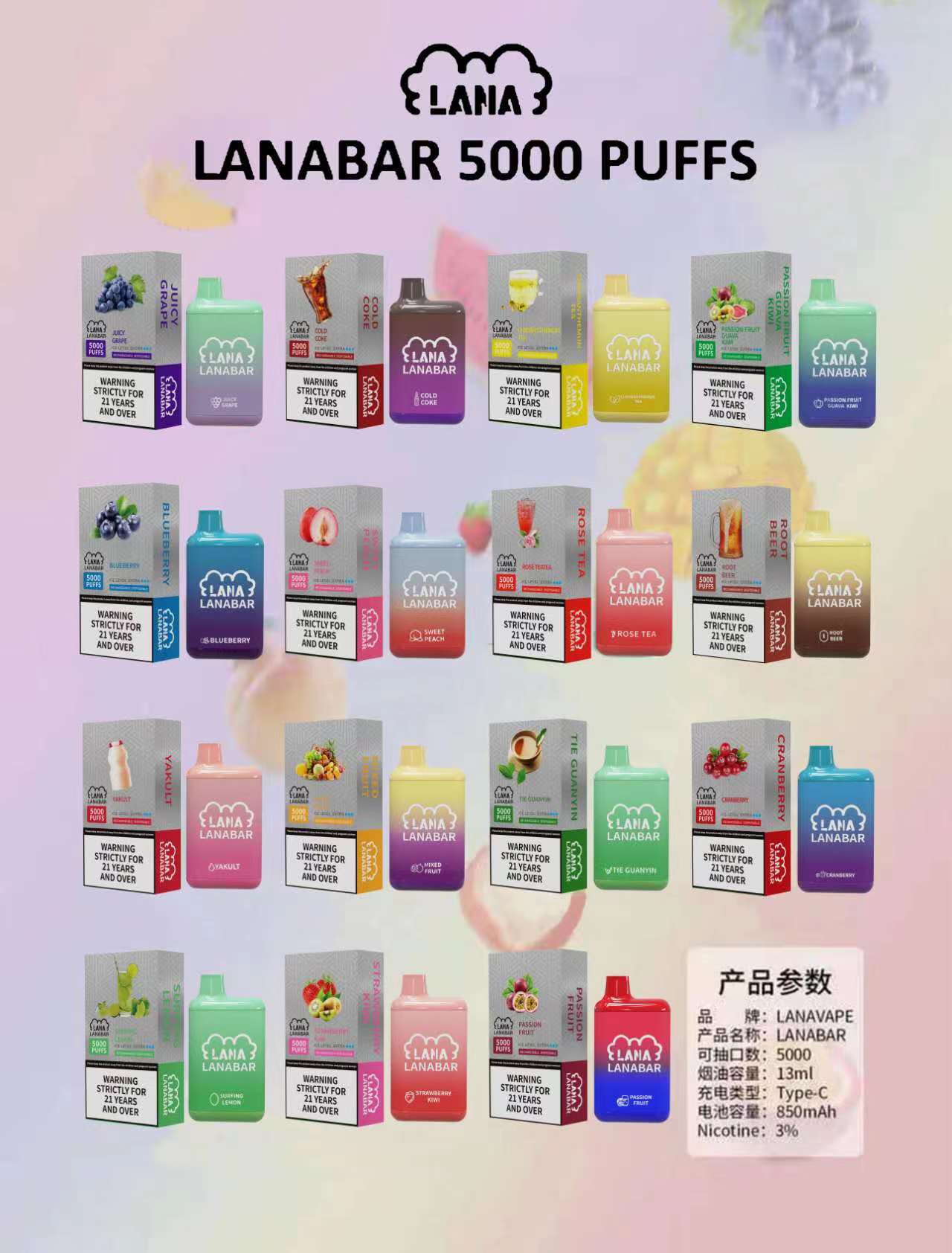 🔥當日發貨🔥 LANA一次性5000口 拋棄式電子煙
