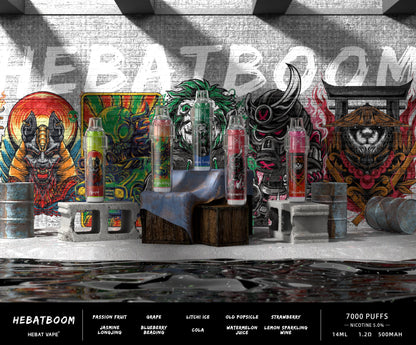 🔥當日發貨🔥 HEBAT BOOM喜貝拋棄式7000口 一次性電子煙 可充電